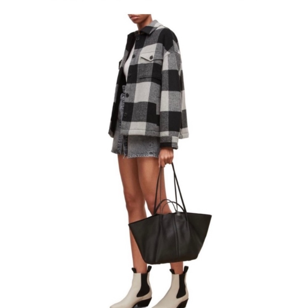 AllSaints Odette Black Leather East West Tote